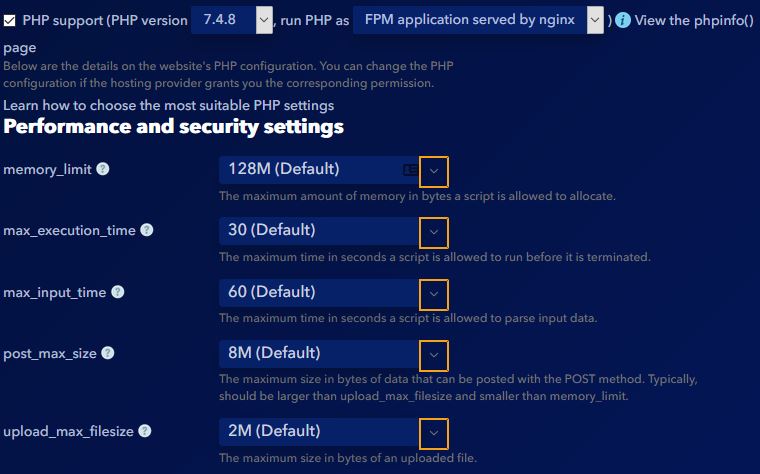 Gate.com PHP Settings