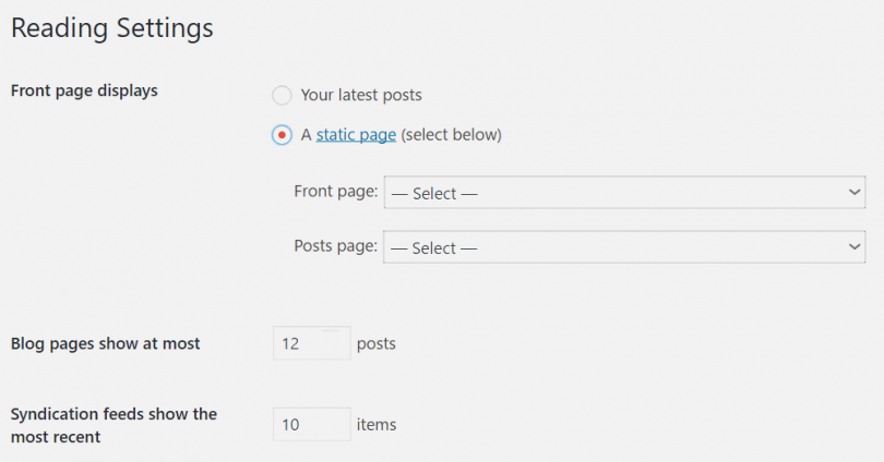 Setting Static Front Page in WordPress